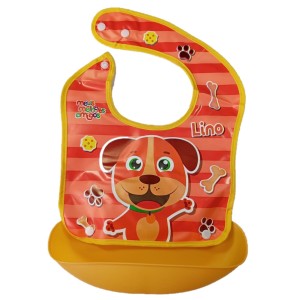 Babador Infantil Com Pega Migalhas Cachorrinho Impermeável