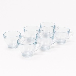 Jogo C/ 6 Xicaras De Vidro Transparente P/ Café Lisa 90ml