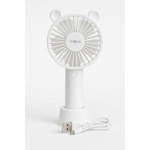 Mini Ventilador Portátil Recarregável 3 Velocidades Branco Silencioso – Inova MD-30232