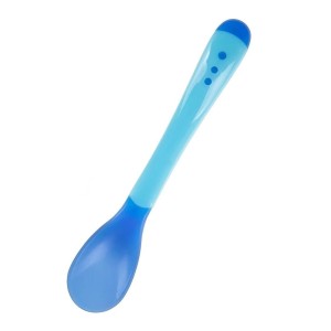 Colher Infantil Termo Sensível Proteção Silicone Bebe Azul