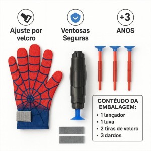 Luva Homem Aranha Lança Teia  Infantil Com Dardos