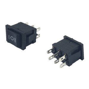 Chave Gangorra ON-OFF-ON 6P Preta KCD1-203-1B
