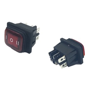 Chave Gangorra ON-OFF-ON 6P Vermelha KCD1-8013N-6R A Prova Dagua
