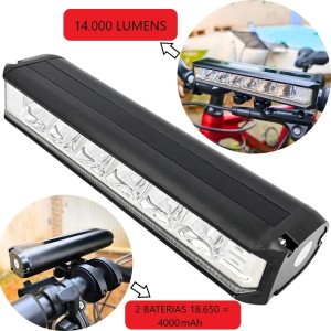 Farol P/ Bike Recarregavel 6 LED Potente 14000 Lumens