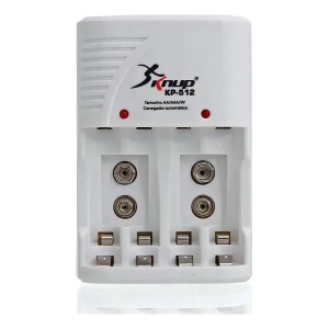 Carregador Pilha Bateria 9v Knup Auto Stop C/ 4 Aa 4500 Mah