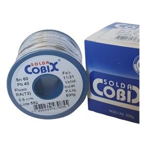 Solda Estanho Cobix 1 Mm 60x40 500g Com Fluxo Carretel