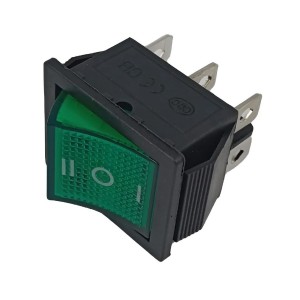 Chave Gangorra ON-OFF-ON 6 Terminais Verde KCD2-203N