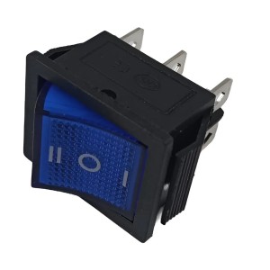 Chave Gangorra ON-OFF-ON 6 Terminais Azul KCD2-203N